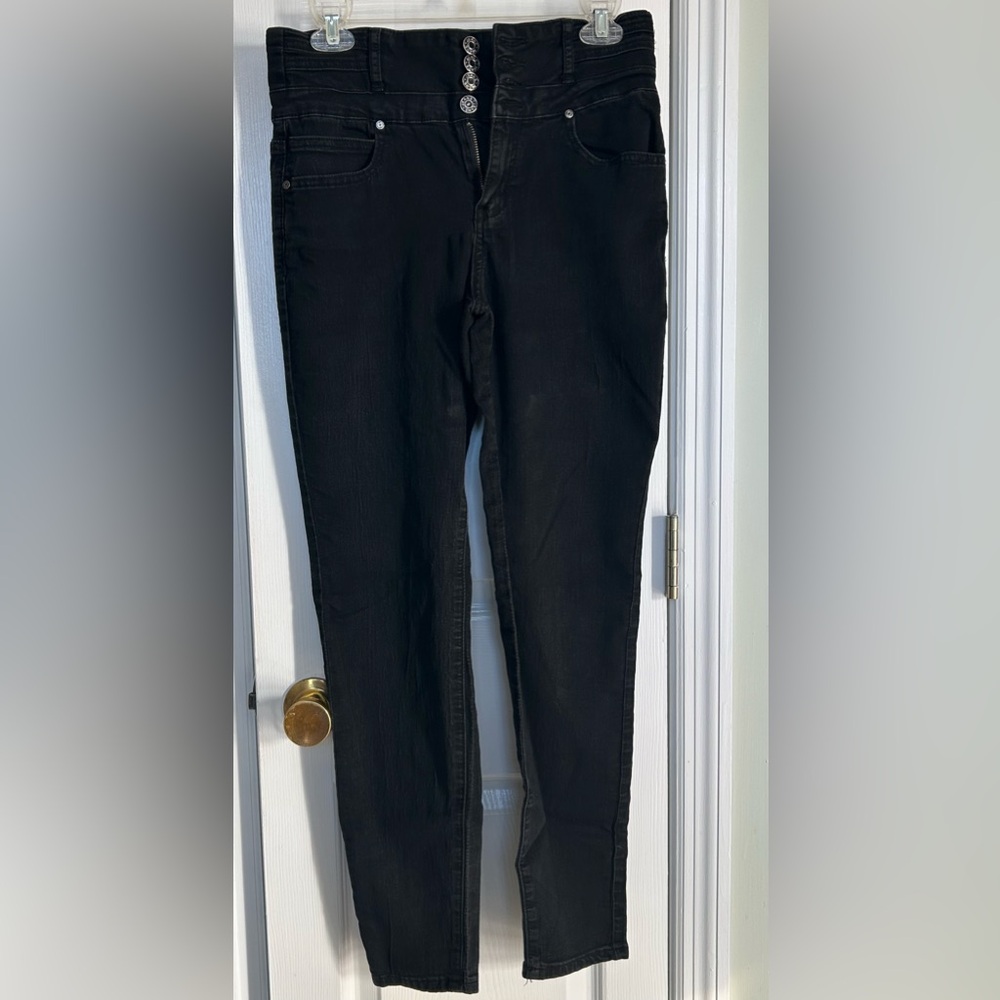 Womens silver Crush Black Denim Jeans